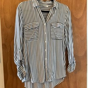 Stripped Collared Button Down Top